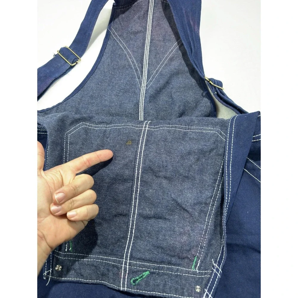 Liberty Overalls Mens 34x30 Blue Denim Bib Workwear Cotton Relaxed Fit Pockets